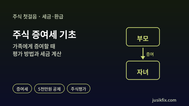 주식 증여세 기초 가족에게 증여할 때 평가 방법과 세금 계산 그래픽